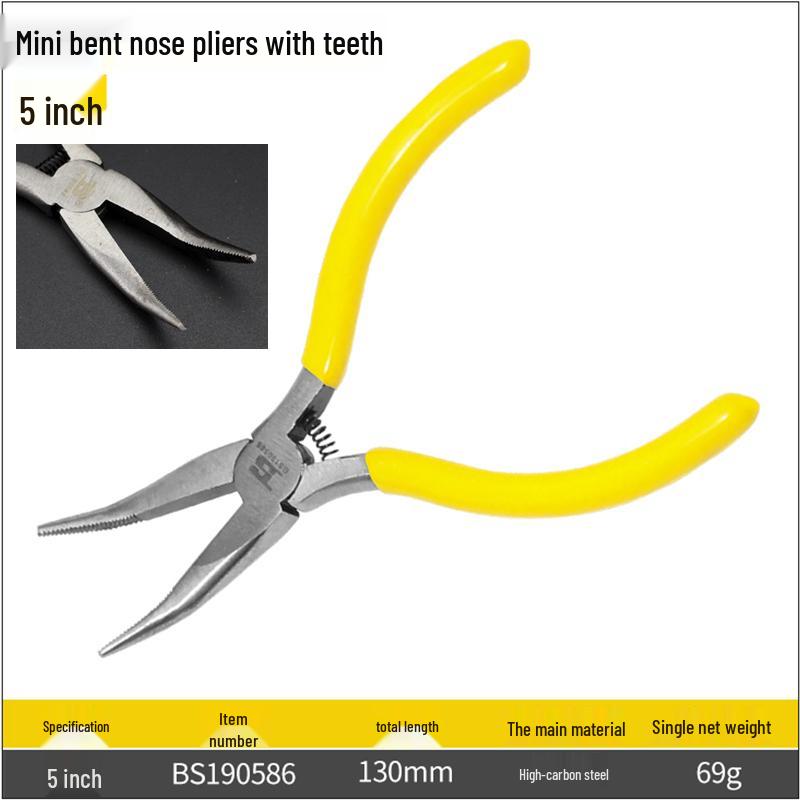 6" & 8" Bent Nose Pliers: Toothed Jaw for Nail Pulling & Object Retrieval, Crucible-Ready with Pointed Head.