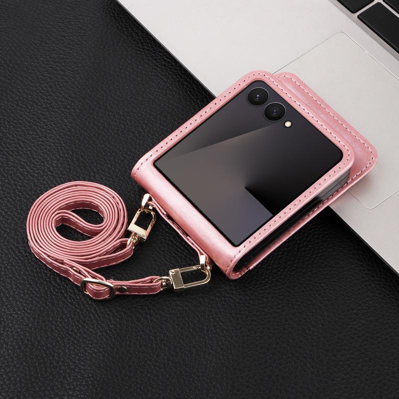 Leder Crossbody Tasche für Samsung Galaxy Z Flip 7/6/5/4 5G - Flip Phone Hülle für Damen