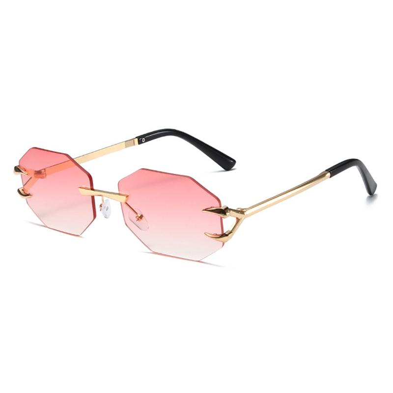 Trendy Polygon Sunglasses Women Men Frameless Vintage Summer Shades Fashion Sun Glasses For Ladies Vacation
