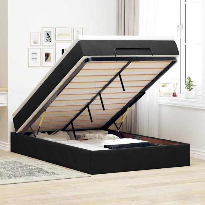 VidaXL Cadre de lit ottoman avec matelas noir 120x200 cm velours 3311179