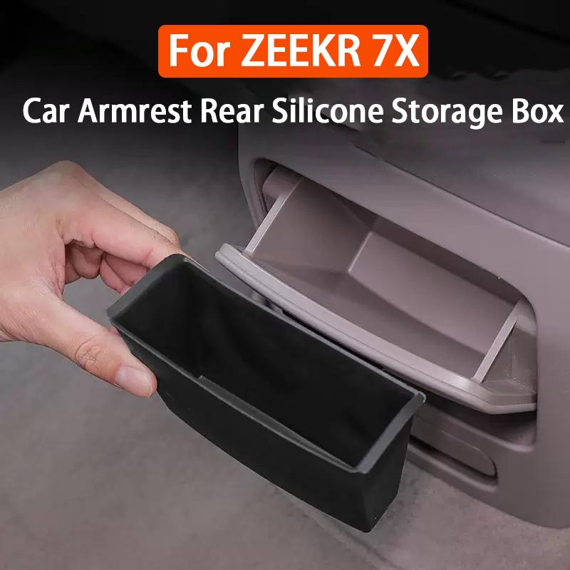 Car Armrest Rear Silicone Storage Box For ZEEKR 7X Central Control Rear Armrest Storage Box Interior Modification Accessories