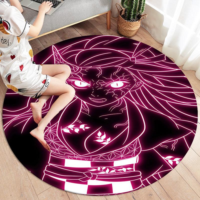 Tappeto Rotondo Demon Slayer Tappeto Tappeto Per Soggiorno Camera Da Letto Divano Sala Giochi Decorazione Tappetino Antiscivolo
