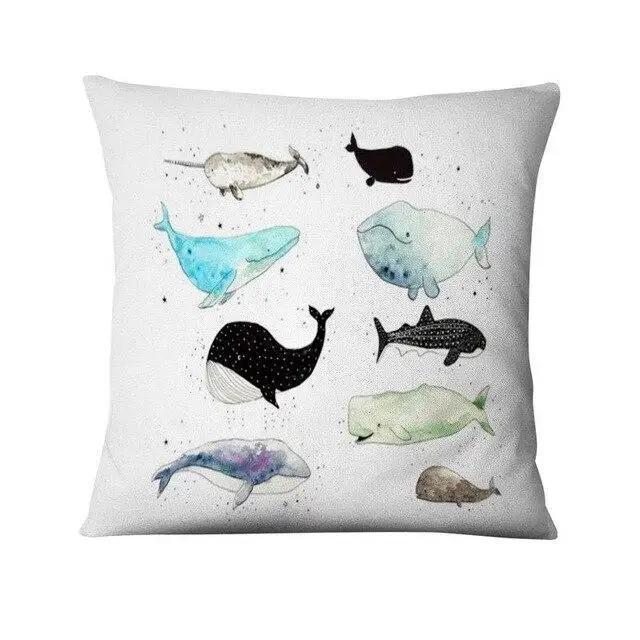 Cartoon Wal Bedruckter Kissenbezug Nordisch Marine Kissen Dekoratives Wohndekor Sofa Überwurf Dekoration