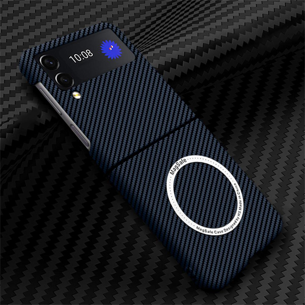 For Samsung Z Flip 5 4 Z Flip 3 Case Business Carbon Fiber Magnetic Magsafe Phone Cases for Galaxy Z Fold 5 3 S24 S23 S22 S21 Ultra 5G Hard PC Cover