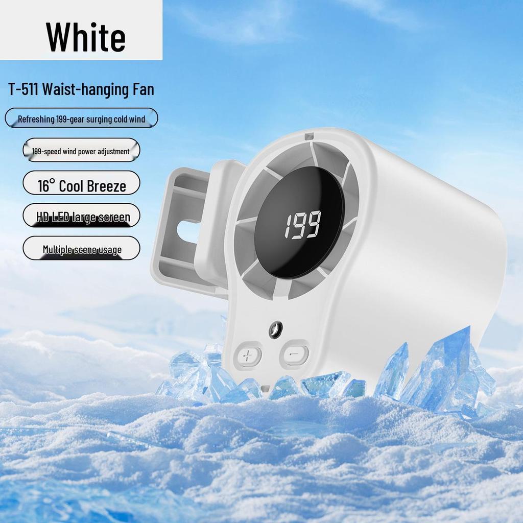 Rechargeable Waist Clip Fan: Portable Outdoor High-Speed Fan with Digital Display for Camping and Neck Use