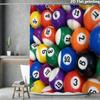 Rideau de douche Boules de billard 1 pièce Polyester Impression plate 2D 70,8 x 70,8" Boules de billard colorées numérotées Haut à œillets