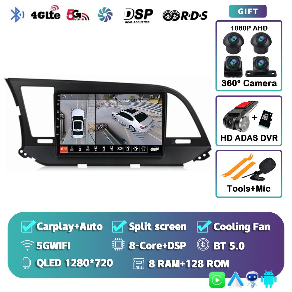 Android 14 Carplay Auto For Hyundai Elantra 6 2015 2016 2017 2018 Car Radio DPS GPS Navigaion Multimidia Video Player 360 Camera