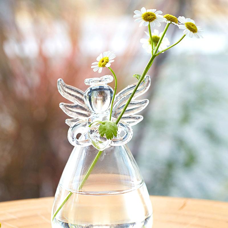 1PC Glass Vase Living Room Office Desktop Ornaments Angel House Decoration Hydroponic Flower Vase