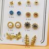 8-Pair Gold-Plated Rhinestone Alloy Ear Stud Set - Eco-Friendly, Versatile, Personality Trend Women's Earrings