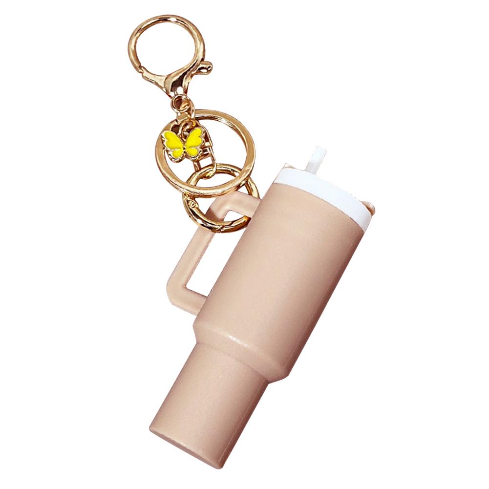 Mini Cup Keychain Butterfly Cute Tumbler Key Ring Chapstick Holder Keychain for Stanley Cup Accessories