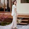 Pasite Women's New Chinese Style Floral Print Top & Pants Set