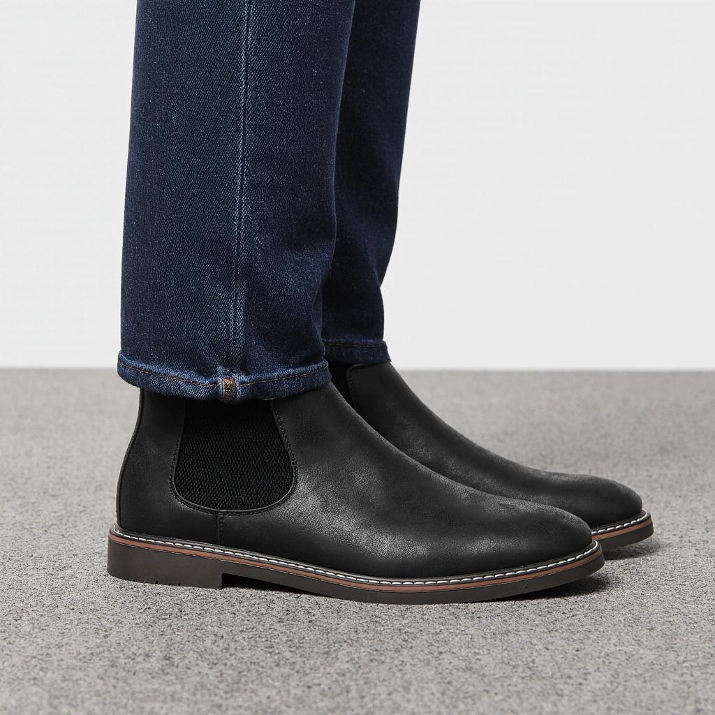 Chelsea Boots Men Retro Brand 2026 Casual Comfortable Fashion Boots Leather