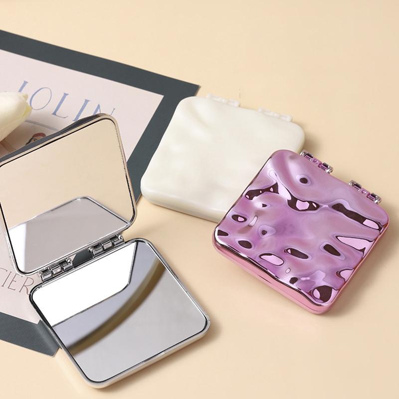 Mini Square Makeup Mirror Portable Hand Mirror Small Double-Sided Miroir Beauty
