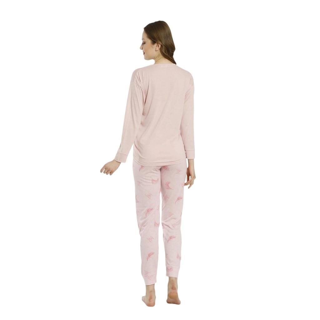 Estiva Set pijamale damă din viscoză cu mânecă lungă cu model