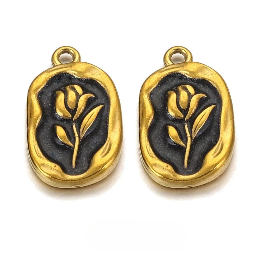 

5Pcs Pack Stainless Steel Tulip Flower Charms for DIY Earring Jewelry Making Pendant Supplies Craft