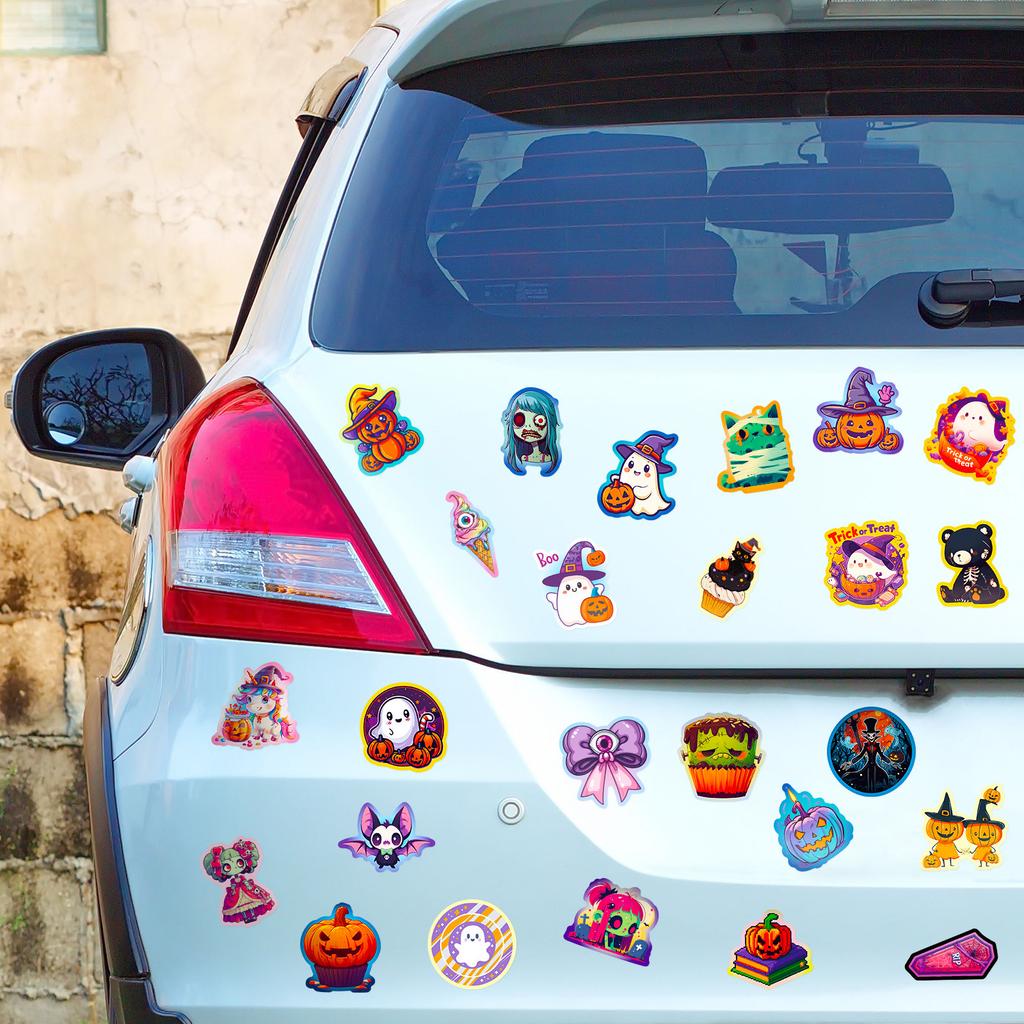 50Pcs Halloween Stickers - Waterproof Repositionable Vinyl Decals for Crafts, Party, Laptop, Luggage, Creative Decor