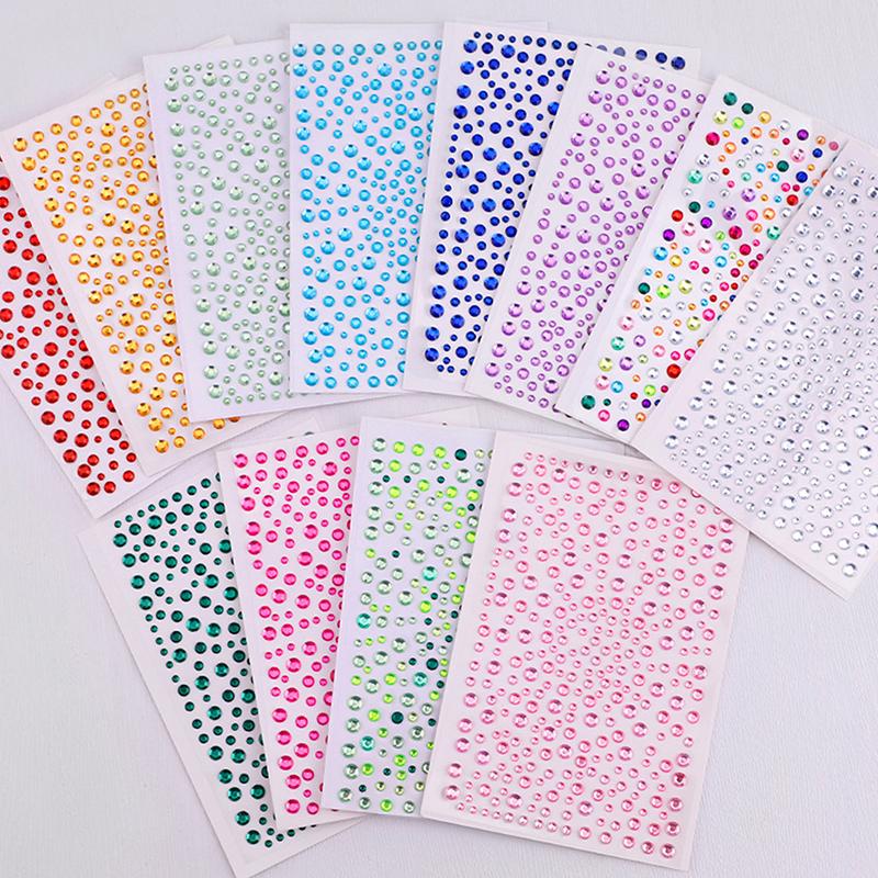 1 Sheet 3D Face Eye Party Makeup Tattoo Sticker Diamond  Sticker Self-Adhesive Mixed  Face Decoration Sticker
