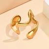 Geometric Irregular Open Design Adjustable Stainless Steel Ring In Artistic Cold Style