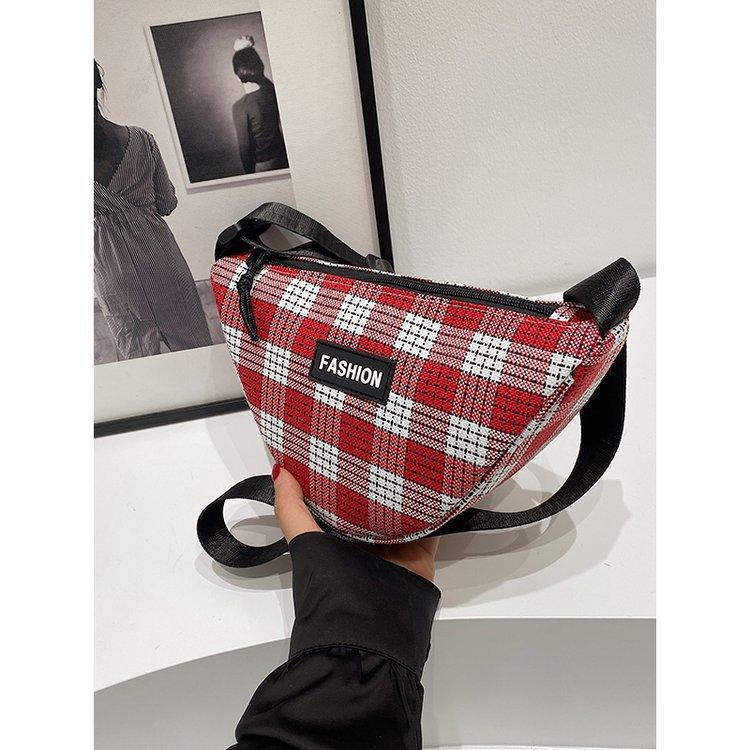 

Cute little bag women 2025 new nylon fashion oblique span student shoulder plaid dumpling bag красный