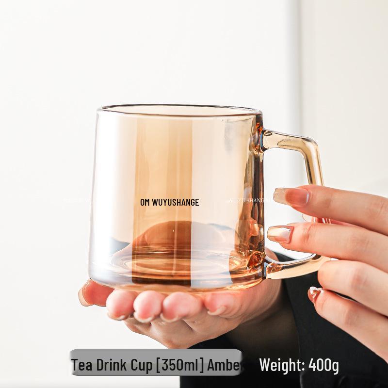 High-Temperature Resistant Glass Coffee Cup with Lid & Handle for Tea Brewing - Suitable for Home, Office, or Personal Use by Men and Women
