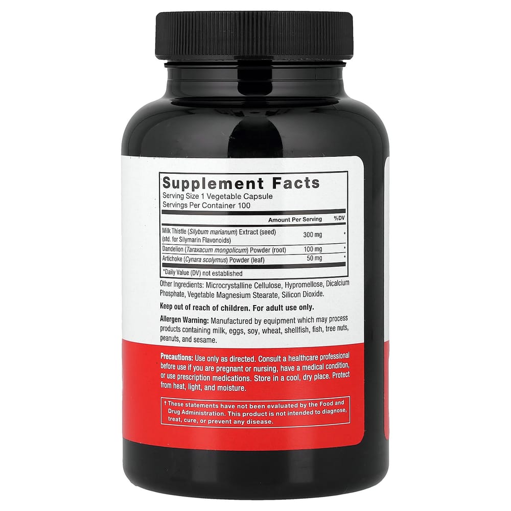 Force Factor Milk Thistle 300mg Veggie Capsules 100 Count