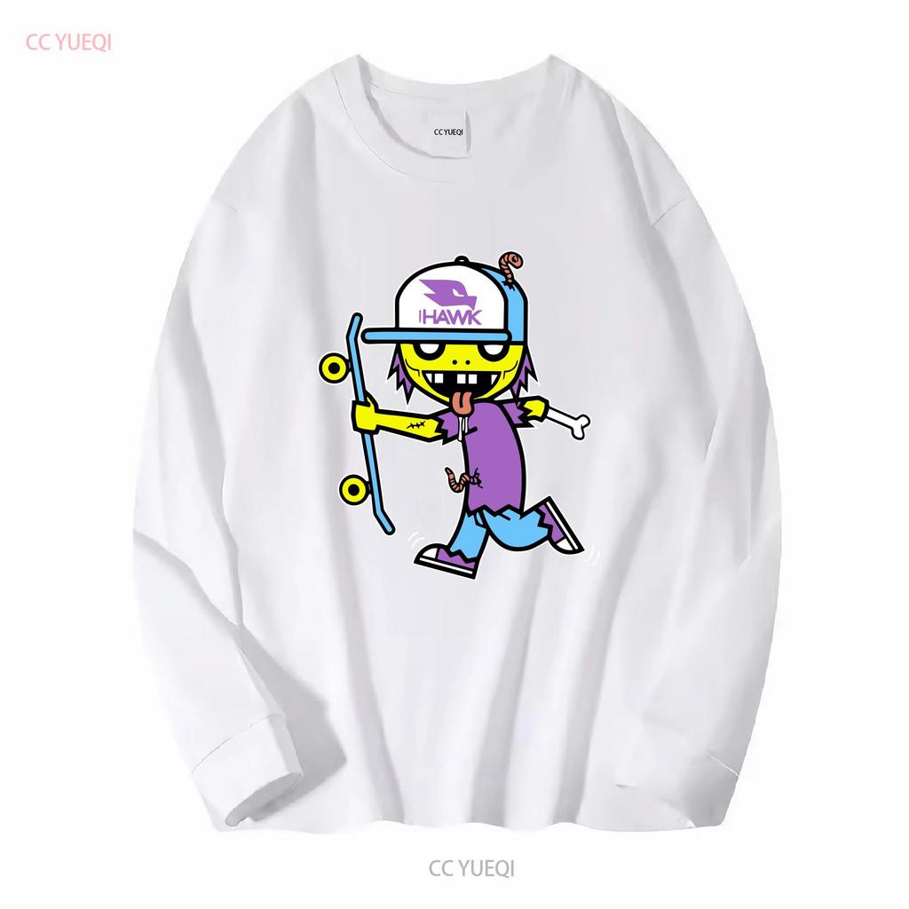 Tony Hawk Zombie Skateboarding T-shirt Blå Skjorta Ungdom Medium Polyester vintage Tvättad Mångsidig Topp För Vardagsbruk