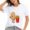 Potato With French Fries Wounisex's Cotton T Shirt, Premium Cotton Graphic, Durable, Leisure And Fashion, Potato And Fries Cartoon Design, Perfect For