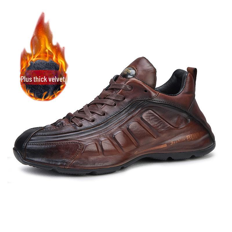 European 2023 Men's Leather Embossed Retro Trendy Casual Shoes