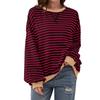 Loose Striped Long Sleeved Round Neck Women's T-shirt