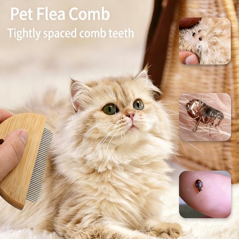 2pcs Bamboos Combs with Wide Fine Teeth Double Sided Lice Comb For Detangling Hair And Removing Fleas From Dogs Cats