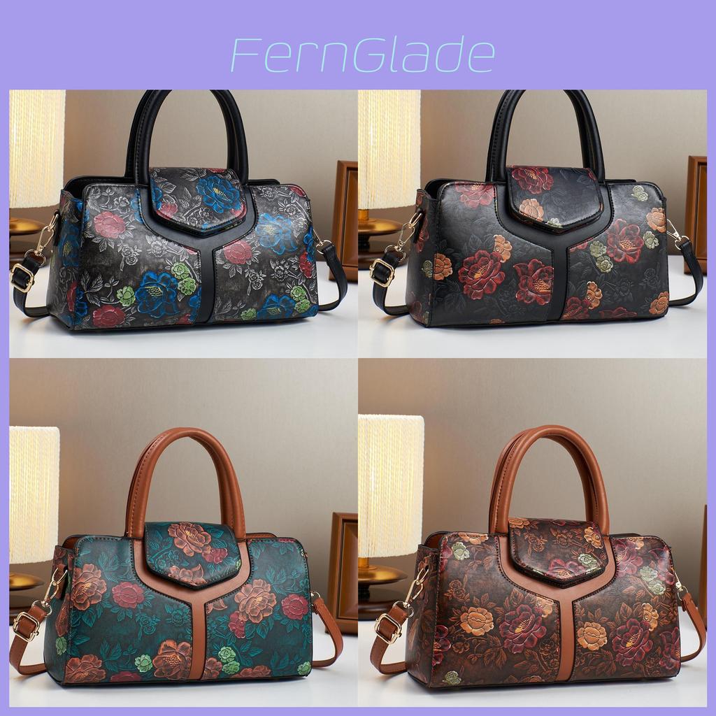 Boston Tote Bag With Splicing Prints And Pu Material For Daily Casual Use