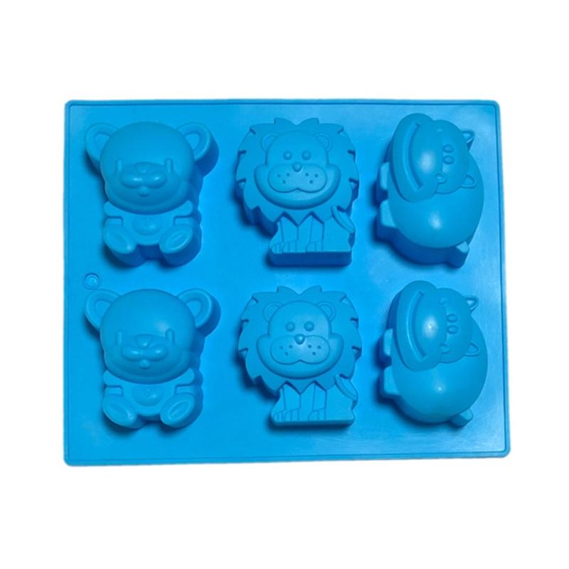 2 Pack Food Grade Silicone Baking Molds Set With 6 Cavity Animal Shape Lions Hippo Bear For Homemades Chocolate Ice Jellies
