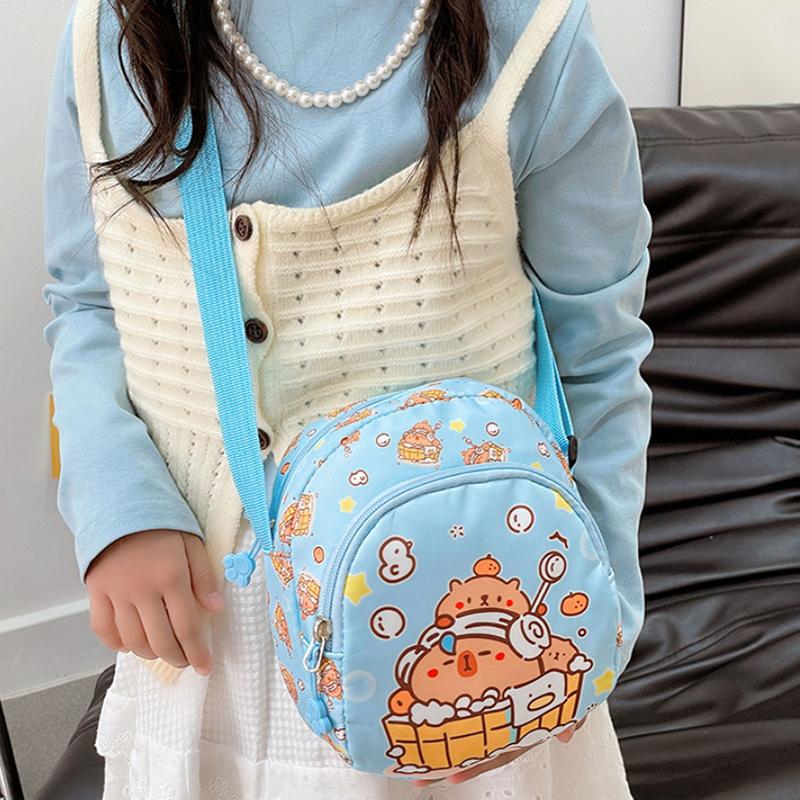 1 Piece Multifunctional Storage Bag Capybara Printed Crossbody Bag Cute Doll Portable Chest Bag Kawaii Kids Gift