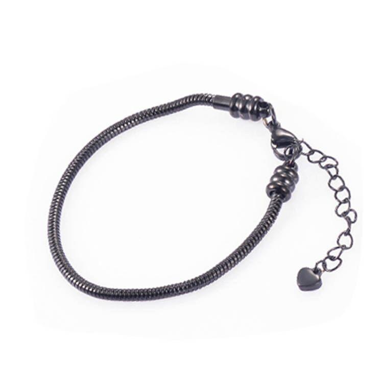 Women Girls Slider Charms Bracelet 3mm Snake Chain Bracelets Stainless Steel Chain Bracelet Fits Standard Charms Bead Chain