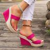 Fashion Hot Pink Ring Toe Wedge Heel Slippers Women Mix Color Platform Roman Sandals Woman 2025 Summer Thick Sole Non Slip Beach Slides