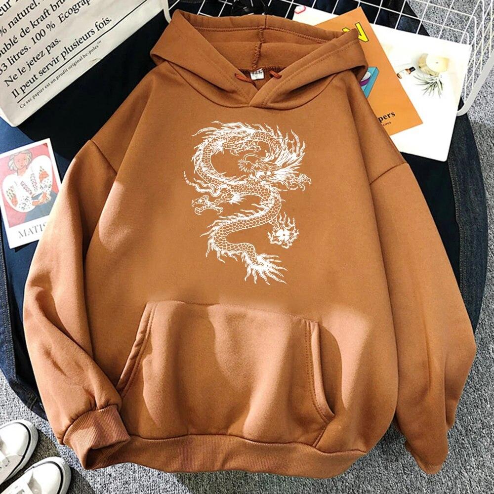 White Dragon Tattoo Stickers Legrační potisk Mikiny Unisex Podzim Pohodlné oblečení Volné Fleece Sportovní Pulovry Streetwear Unisex