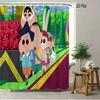 Crayon Shin-Chan & Friends Adventure 2D Print Waterproof Shower Curtain, Anime Bathroom Decor With Hooks