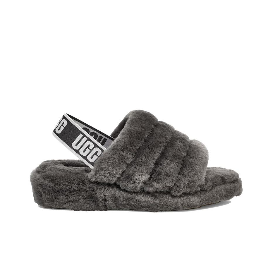 UGG Fluff Yeah Slide Charcoal Women Sneakers Grey 1095119-CHRC