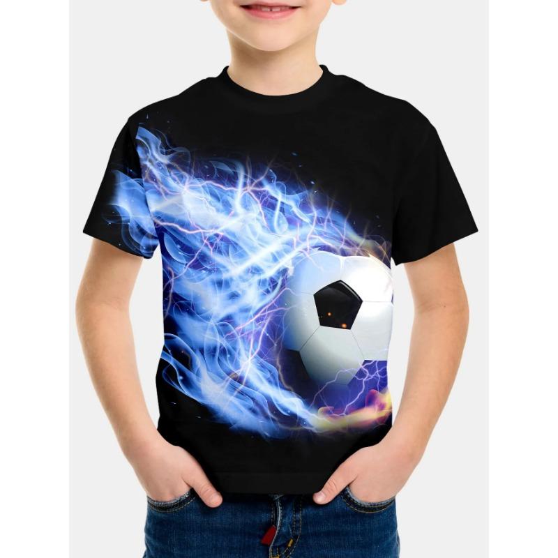 Cool Football T-Shirt Children's T-Shirt Boy Outdoor Baby Summer Clothes Short Sleeve 3D Soccer Print Clothes for Girls T-Shirt