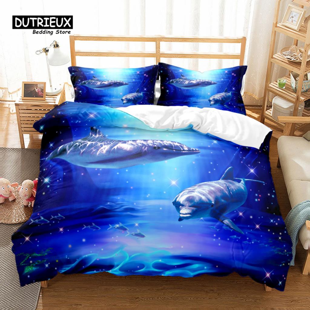3D Ocean Duvet Cover Set, Fashion Bedding Set, Soft Comfortable Breathable Duvet Cover, For Bedroom Guest Room Decor
