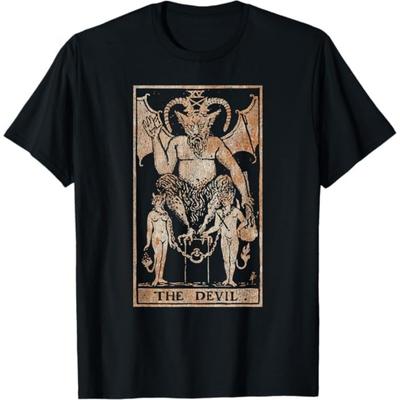 The Devil Vintage Tarot Card Distressed Occult Supernatural T-Shirt Thuy Mens Womens Tank Top Sweatshirt Hoodie Longsleeve 1130 Black