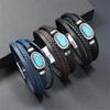 Handgefertigtes magnetisches Armband aus Türkis-Leder mit Zinklegierung, mehrlagiges Armreif-Schmuckstück für empfindliche Haut