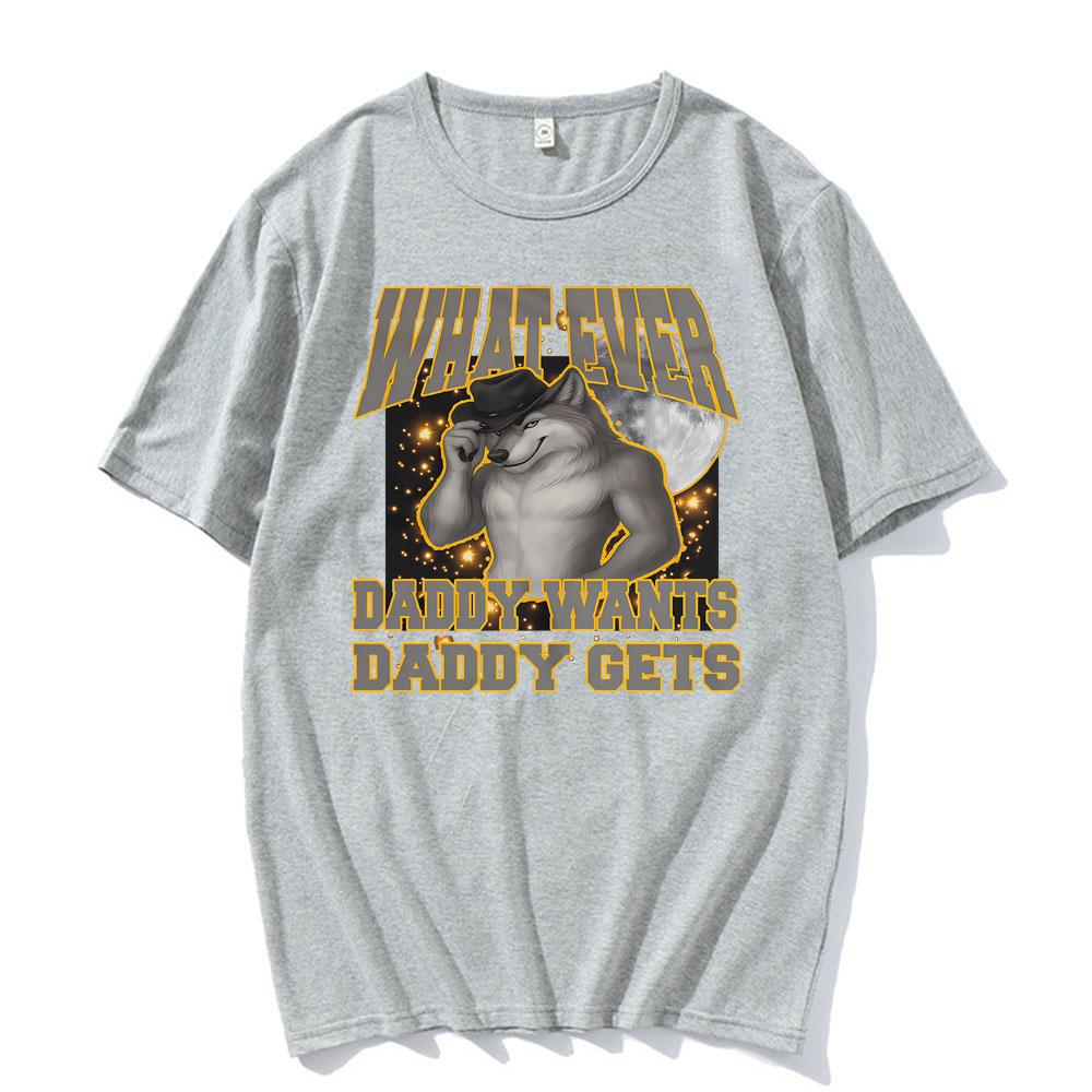 Alpha Wolf Daddy Vintage Humor Gift Tee Shirt Men Women Fashion Summer Short Sleeve Tshirts Casual Oversized T Shirt Streetwear
