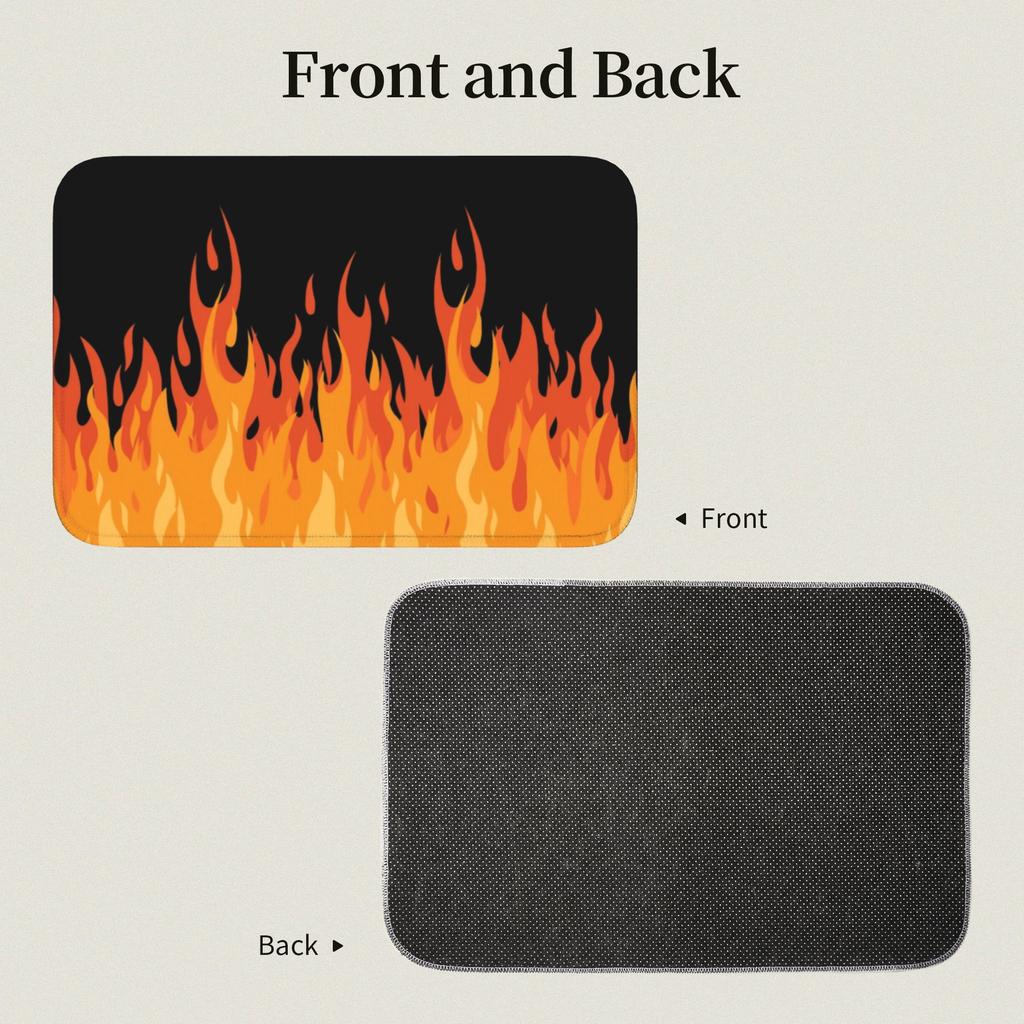 Custom Big Fire Orange Flames Doormat Anti-Slip Entrance Kitchen Bathroom Floor Door Mat Vintage Burning Flame Garden Carpet Rug