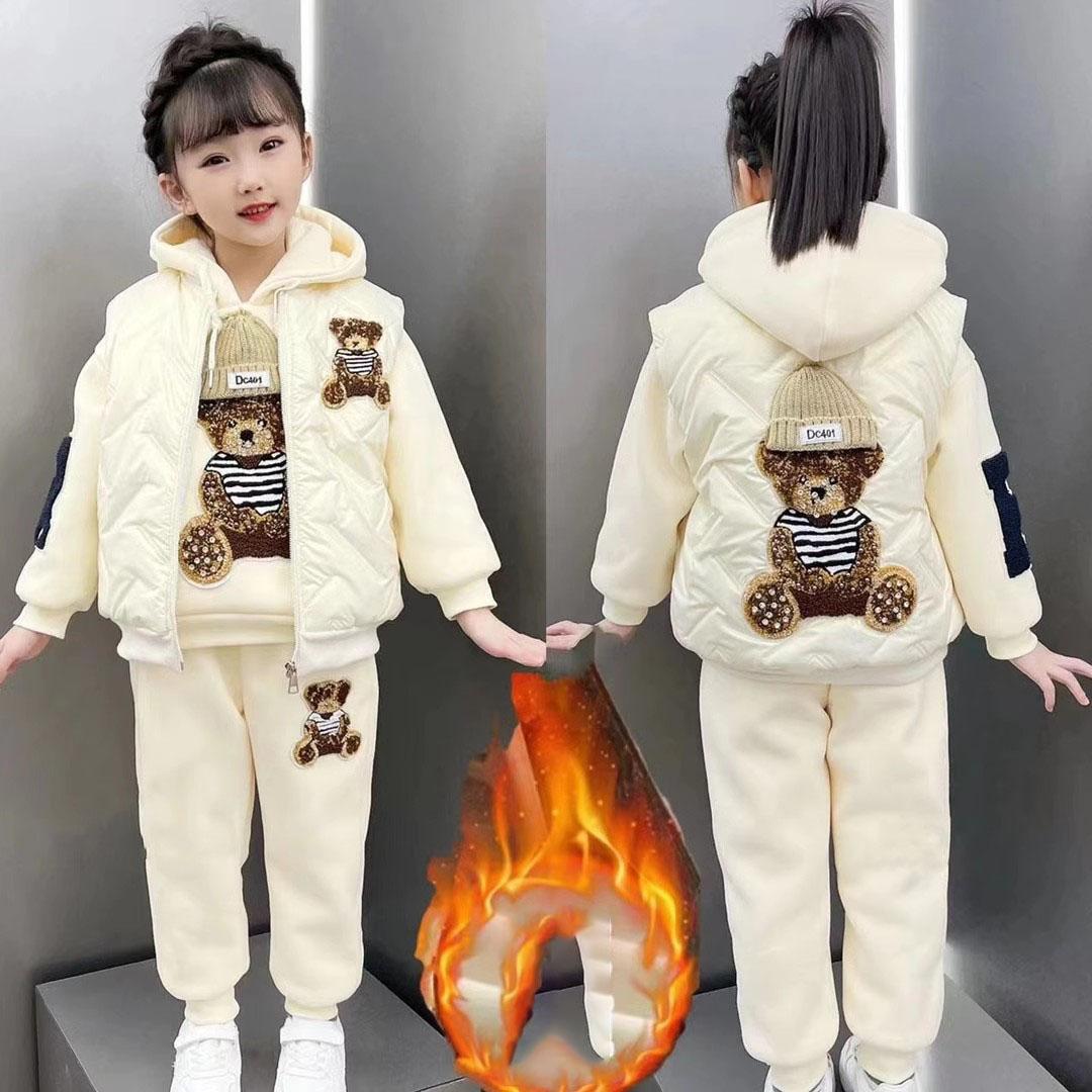 

Дівчачий флісовий костюм Осінньо-зимовий одяг Дитячий теплий зимовий жилет Світшот Костюм для старших дітей 140