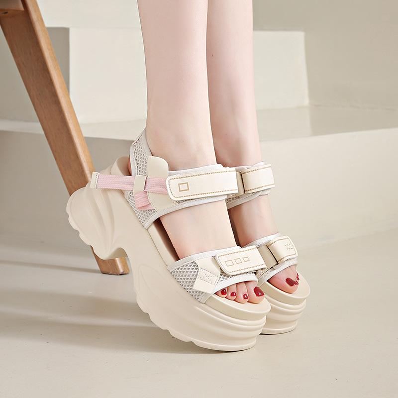 

Thick-soled sports sandals women s soft-soled summer new women s Velcro student casual height-increasing women s sandals 35
