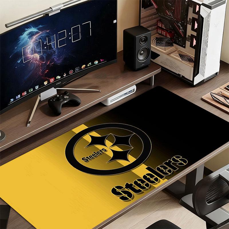 Pittsburgh Steelers Mouse Pad, Large Gaming Desk Mat, Non-slip XXL Mousepad for Laptop & Tablet, Mini PC Playmat with Stitched Edges