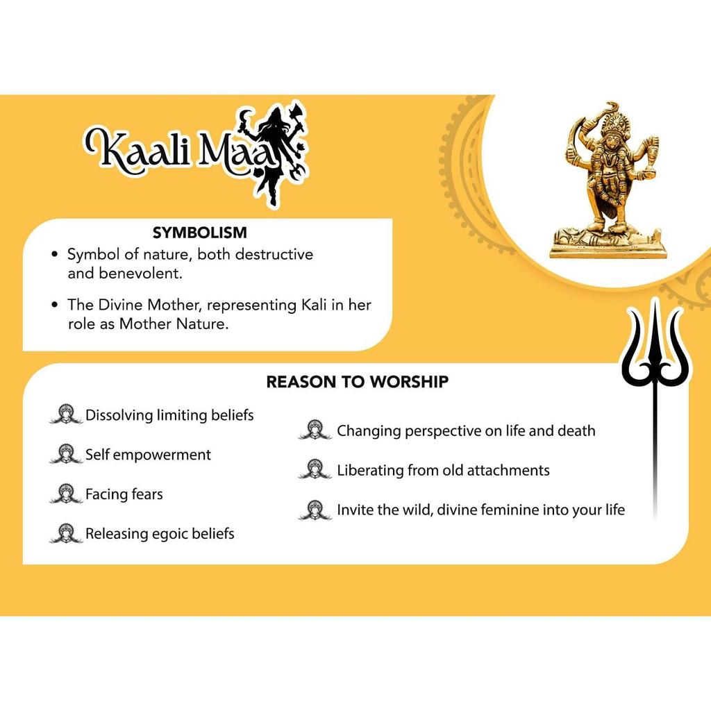 100% Čistá mosaz MATA Rani Murti (Velikost: 11 cm) | Idol Kálí Má pro palubní desku auta, místnost púdži, domácí dekoraci a kancelářský stůl | Idol bohyně Kálí Má |