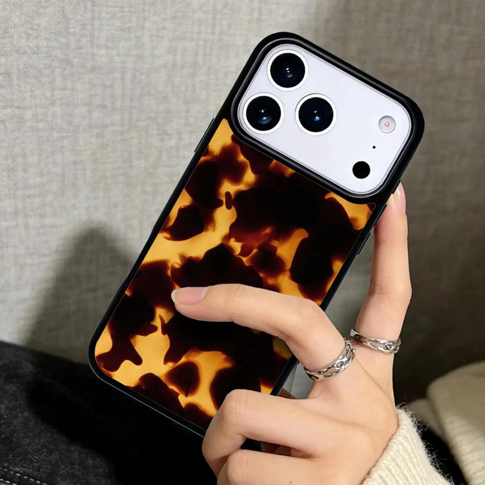 Capa Case for iPhone 17 Air 16 Pro Max 15 Plus 11 13 Mini 14 12 Back Phone Cover Tortoiseshell Tortoise Shell