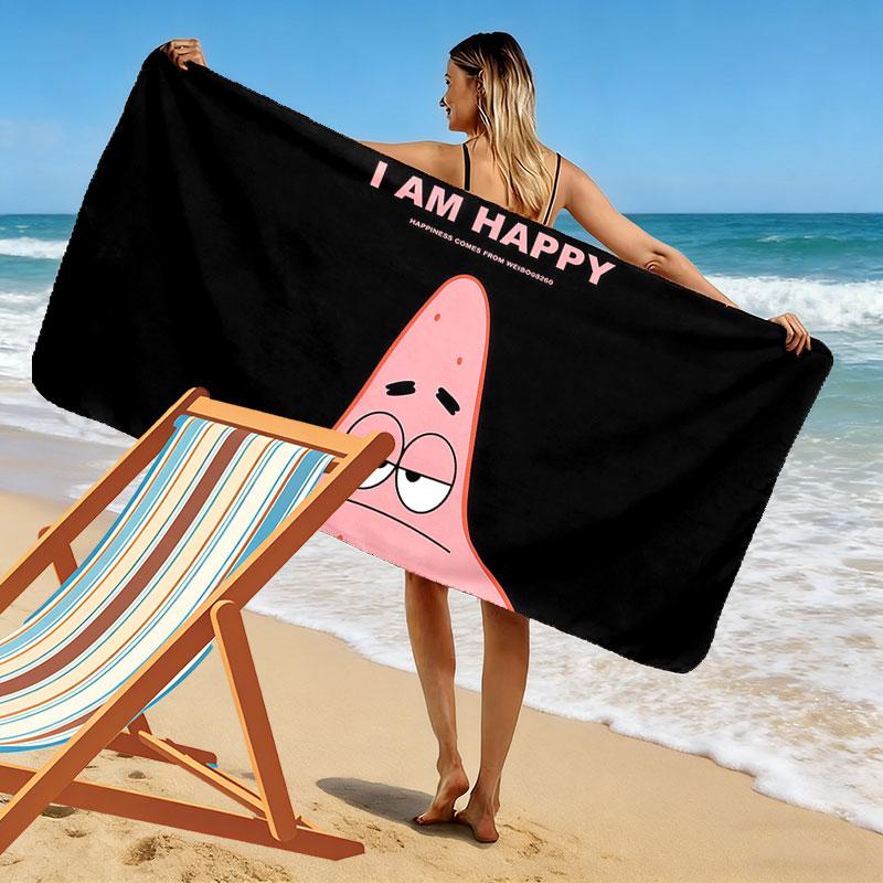 Patrick Star Print Beach Towel, Large Soft Quick Dry Towel for Beach Camping Swimming